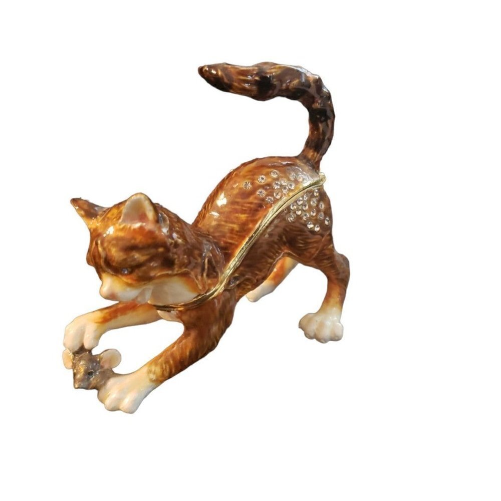 Jere jewelry cat box trinkets holder Cat and mouse